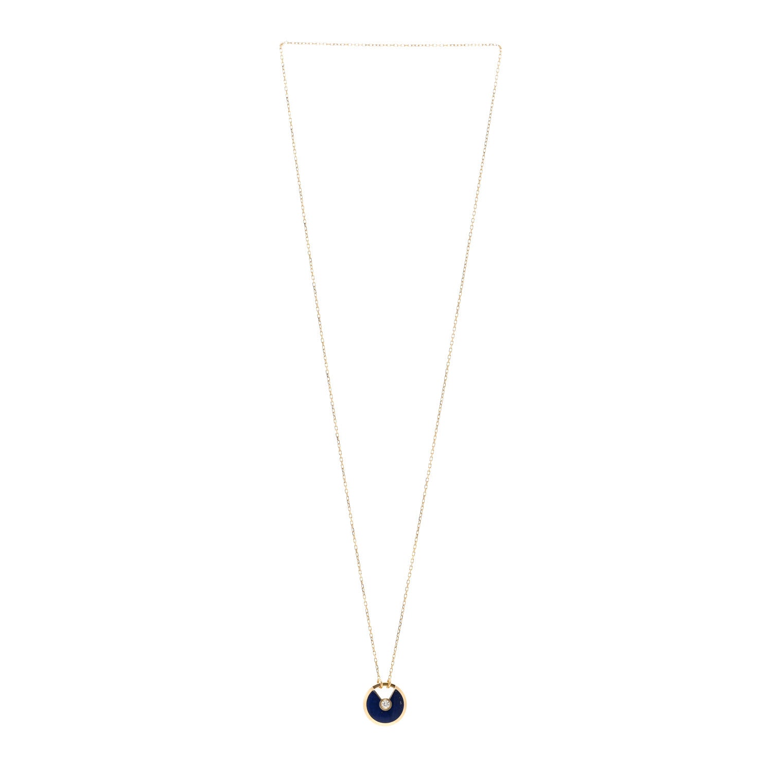 Cartier 18K Yellow Gold Diamond Lapis Lazuli SM Amulette de Cartier Pendant Necklace 3 of 4