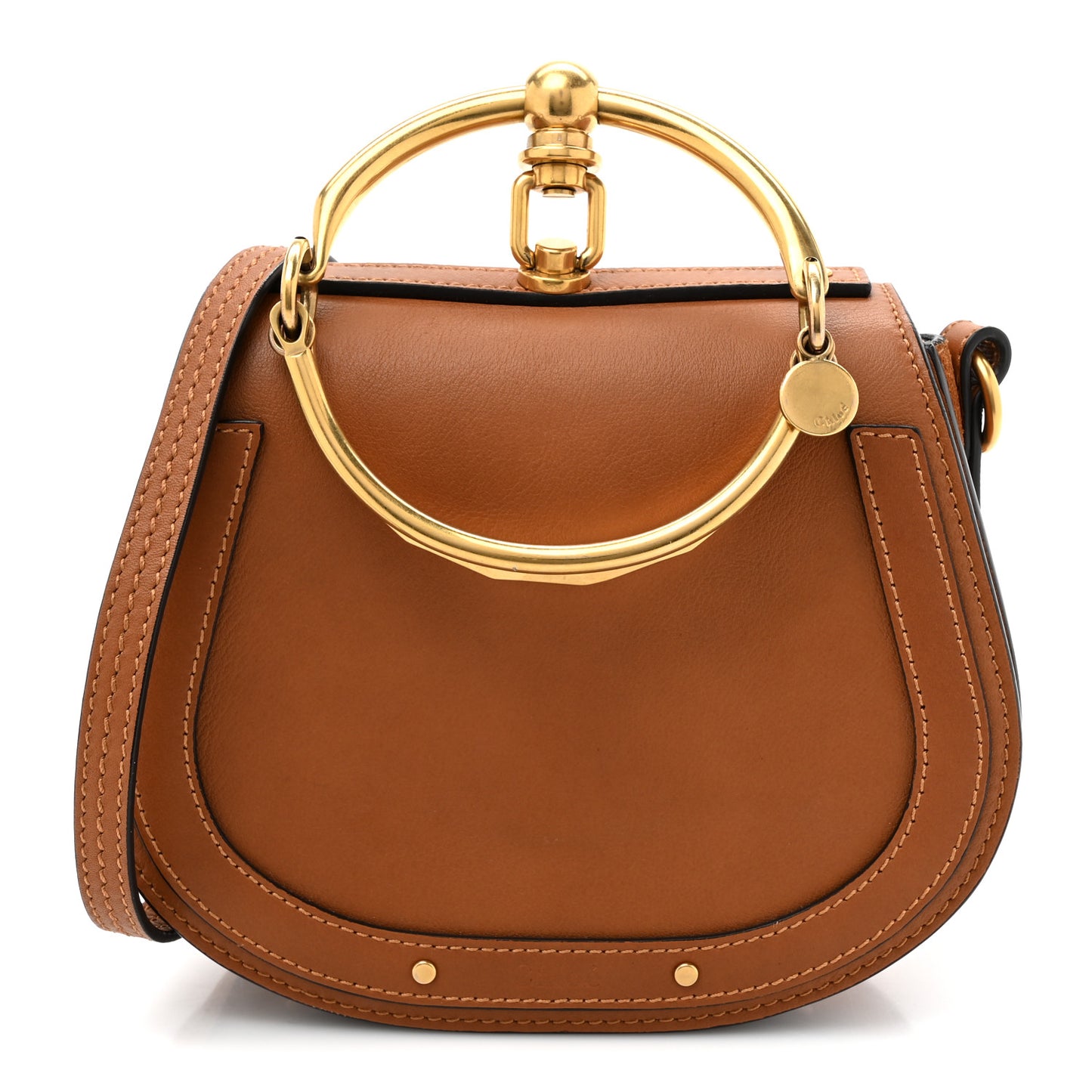 Calfskin Suede Small Nile Bracelet Bag Caramel