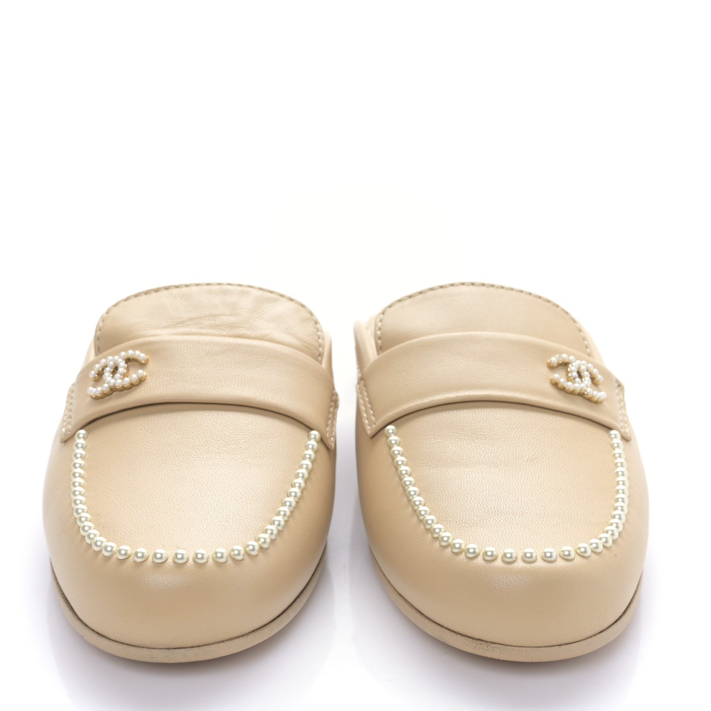 Lambskin Pearl CC Mules 37 Beige