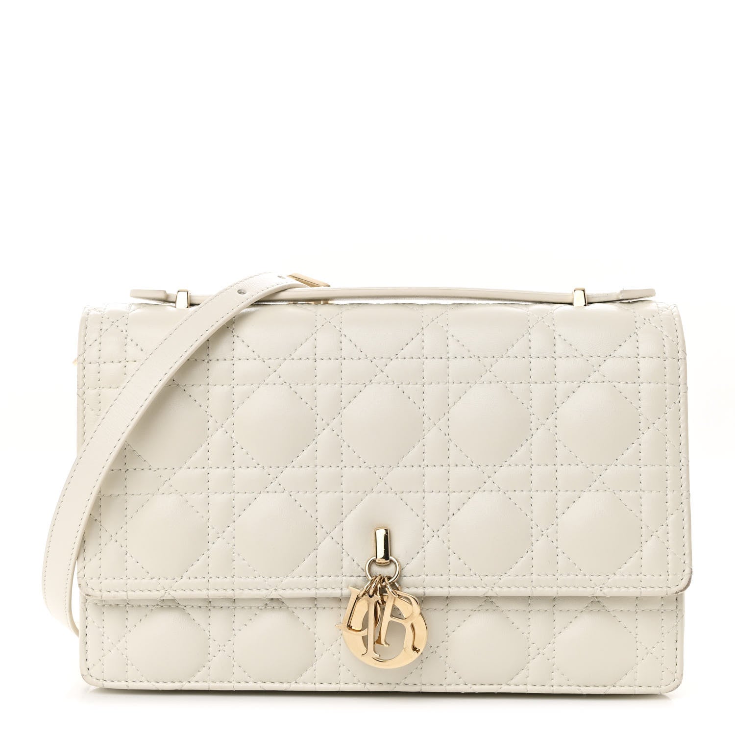 Christian Dior Lambskin Cannage My Dior Top Handle Bag White 1 of 13