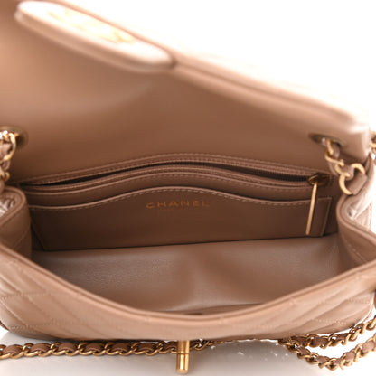 Chanel Lambskin Quilted Mini Rectangular Pearl Crush Flap Dark Beige 4 of 10