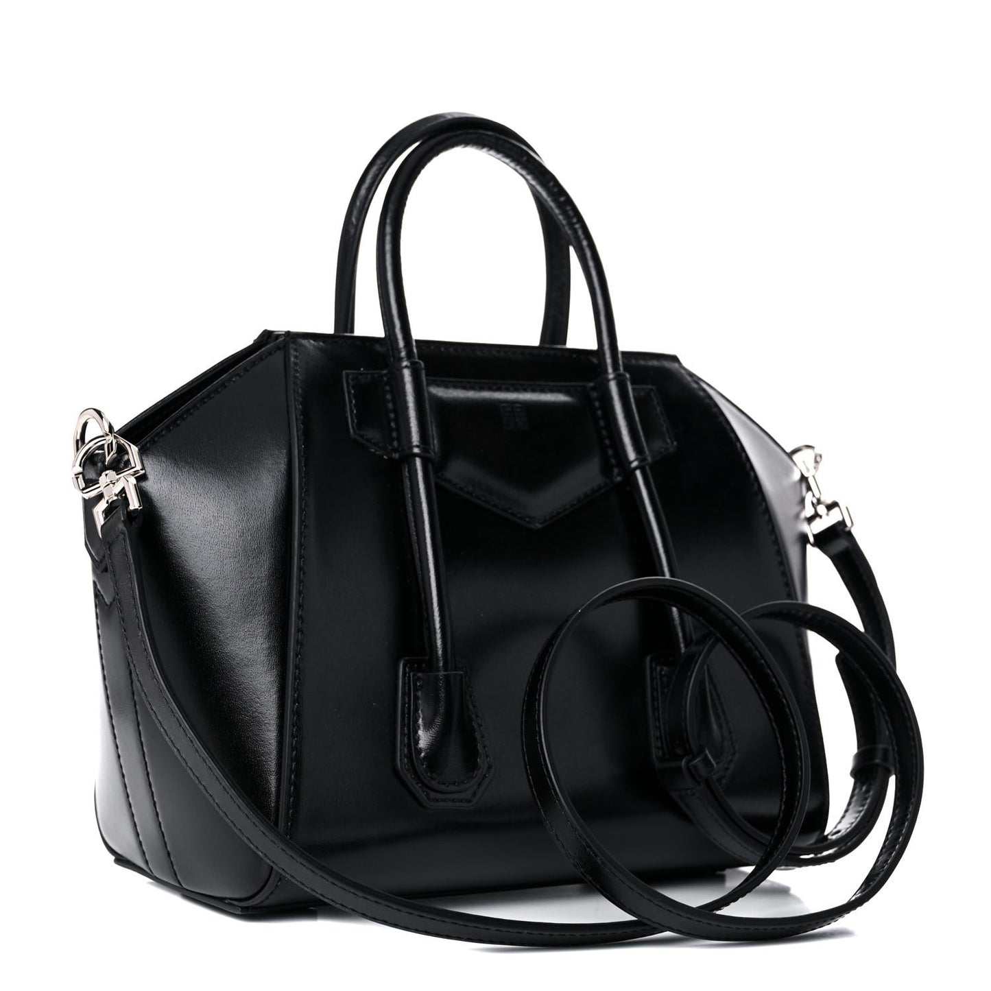 Box Calfskin Mini Lock Antigona Shoulder Bag Black