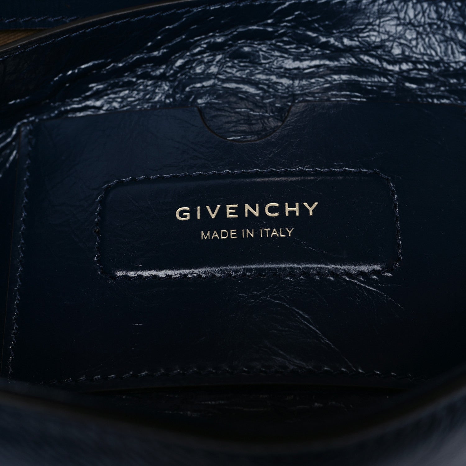 Givenchy Creased Patent Calfskin Medium ID Flap Navy Blue 6 of 9