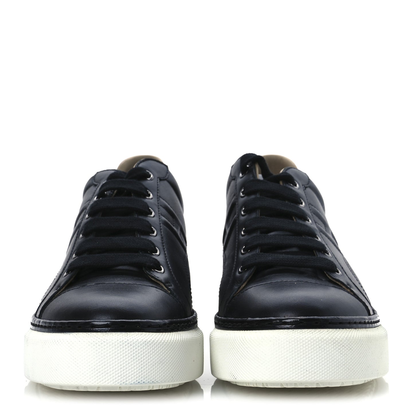 Calfskin Womens Polo Sneakers 39 Black White