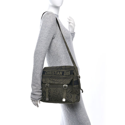 Christian Dior Canvas Embroidered Graffiti Diorcamp Messenger Green Black 2 of 10