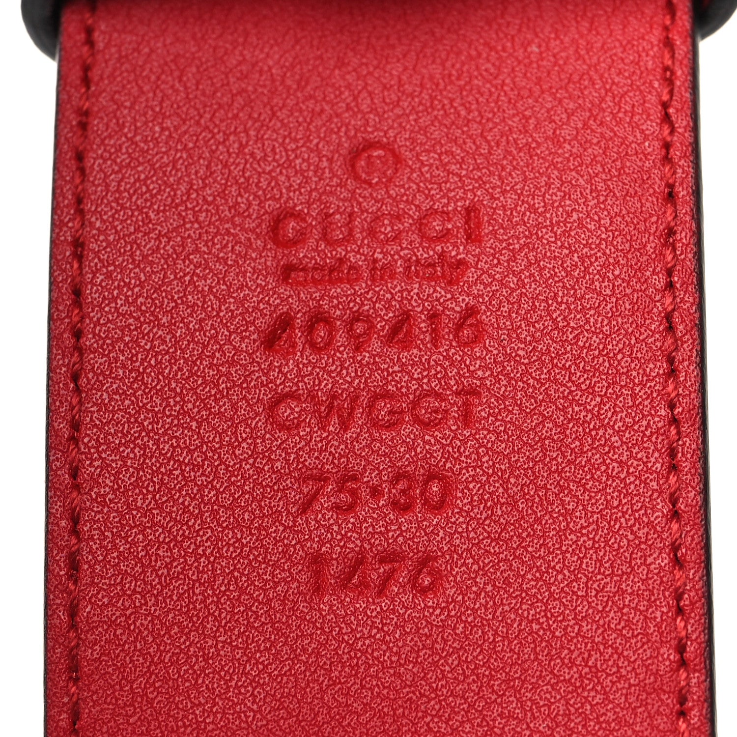 Gucci Textured Calfskin Flower Embroidered Double G 40mm Belt 75 30 Hibiscus Red 5 of 5