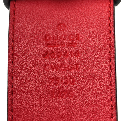 Gucci Textured Calfskin Flower Embroidered Double G 40mm Belt 75 30 Hibiscus Red 5 of 5