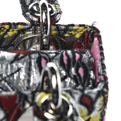 Christian Dior Metallic Canvas Embroidered Mini Lady Dior Argent Multicolor 7 of 9