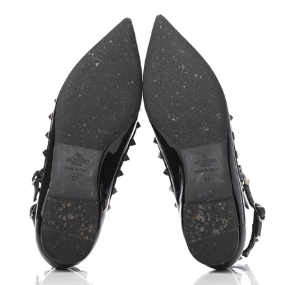 Valentino Garavani Patent Rockstud Cage Ballerina Flats 37 Black 9 of 18