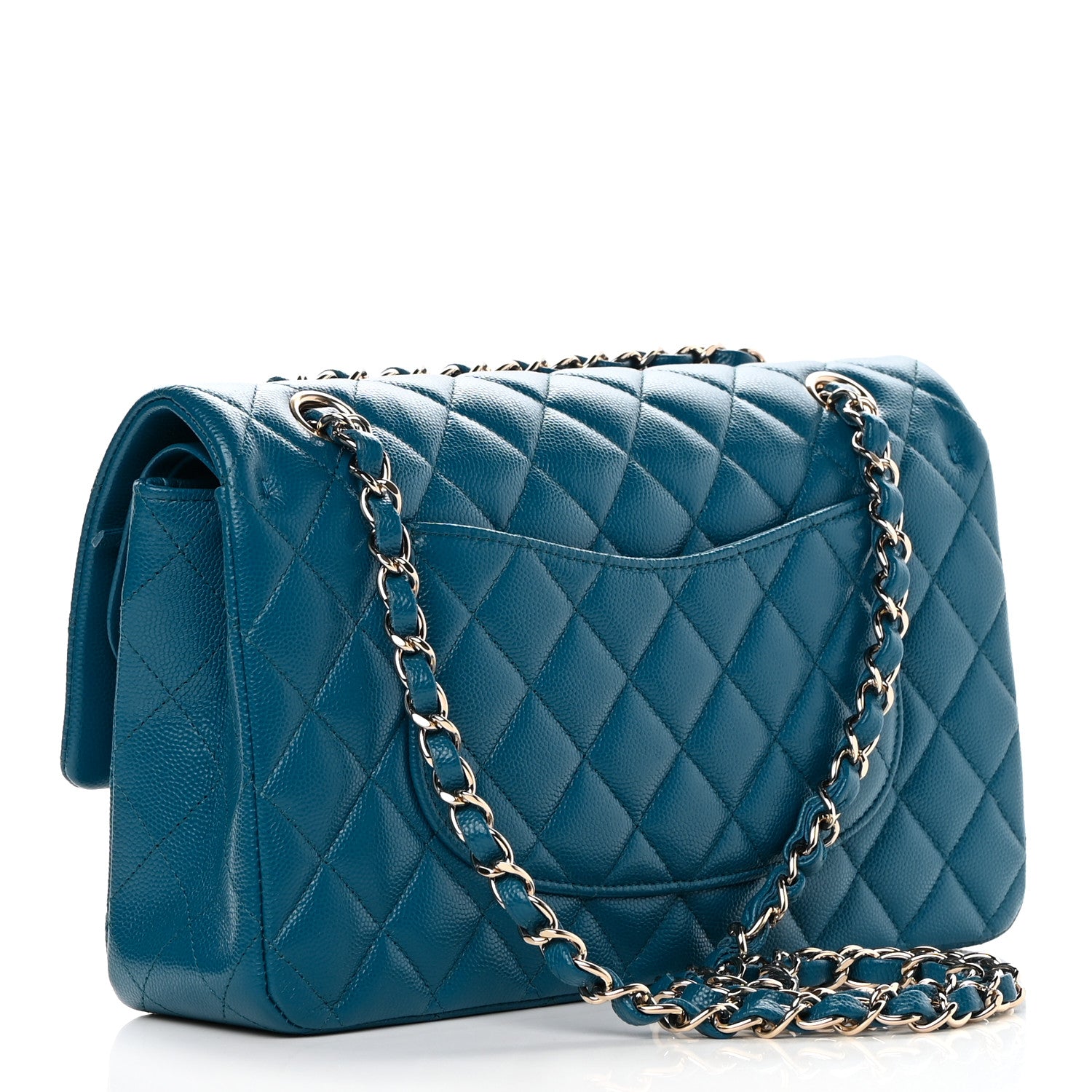 Chanel Caviar Quilted Medium Double Flap Dark Turquoise 2 of 14
