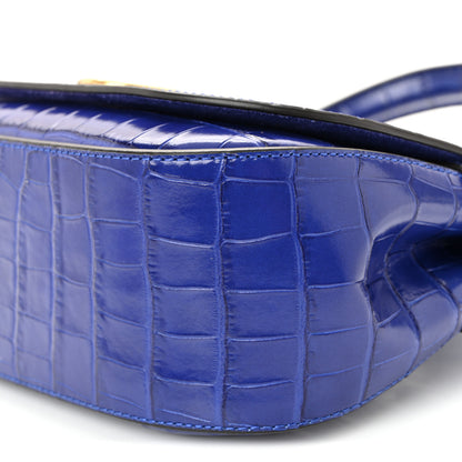Mulberry Calfskin Crocodile Embossed Small Amberley Satchel Cobalt Blue 9 of 9