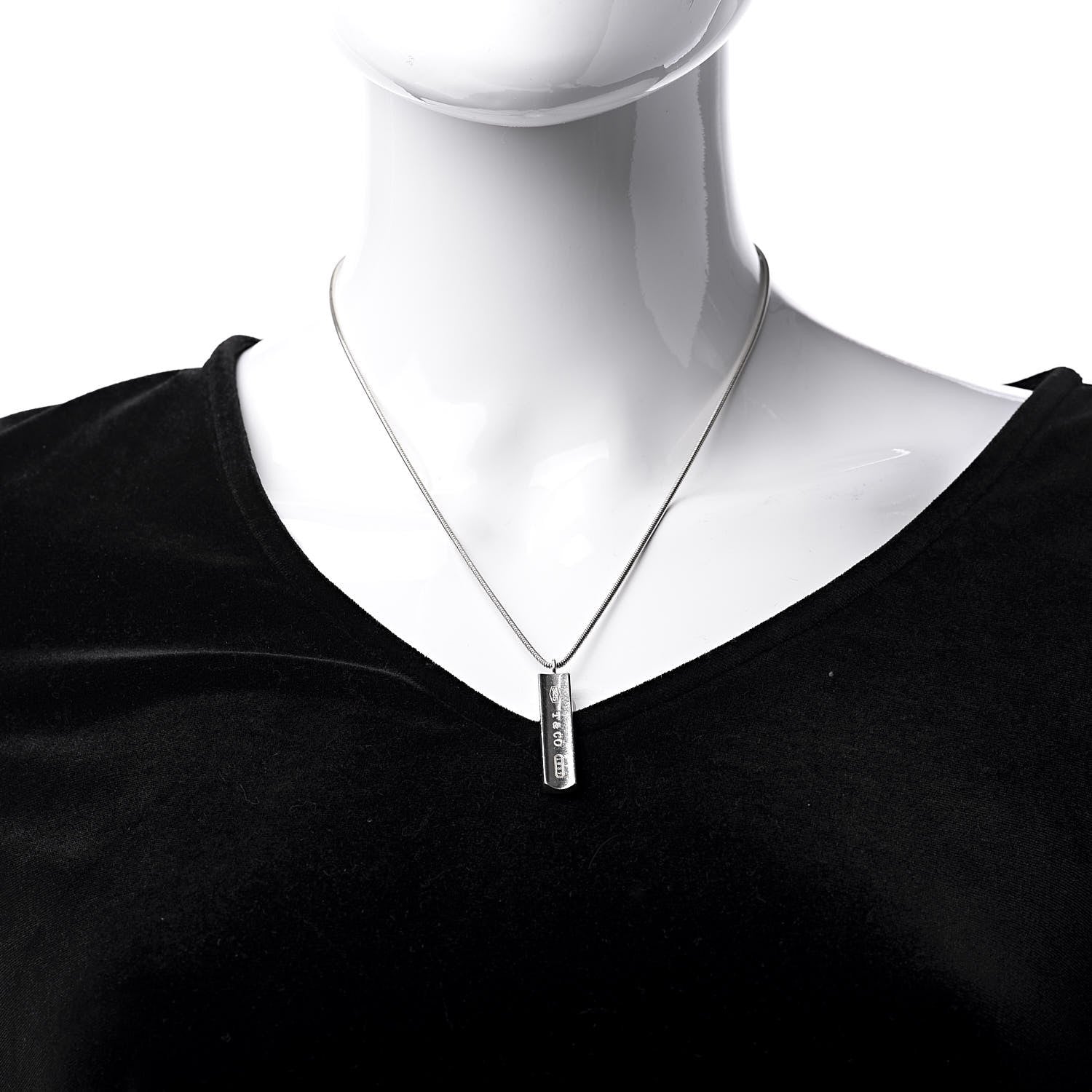 Tiffany Sterling Silver 1837 Bar Pendant Necklace 2 of 7