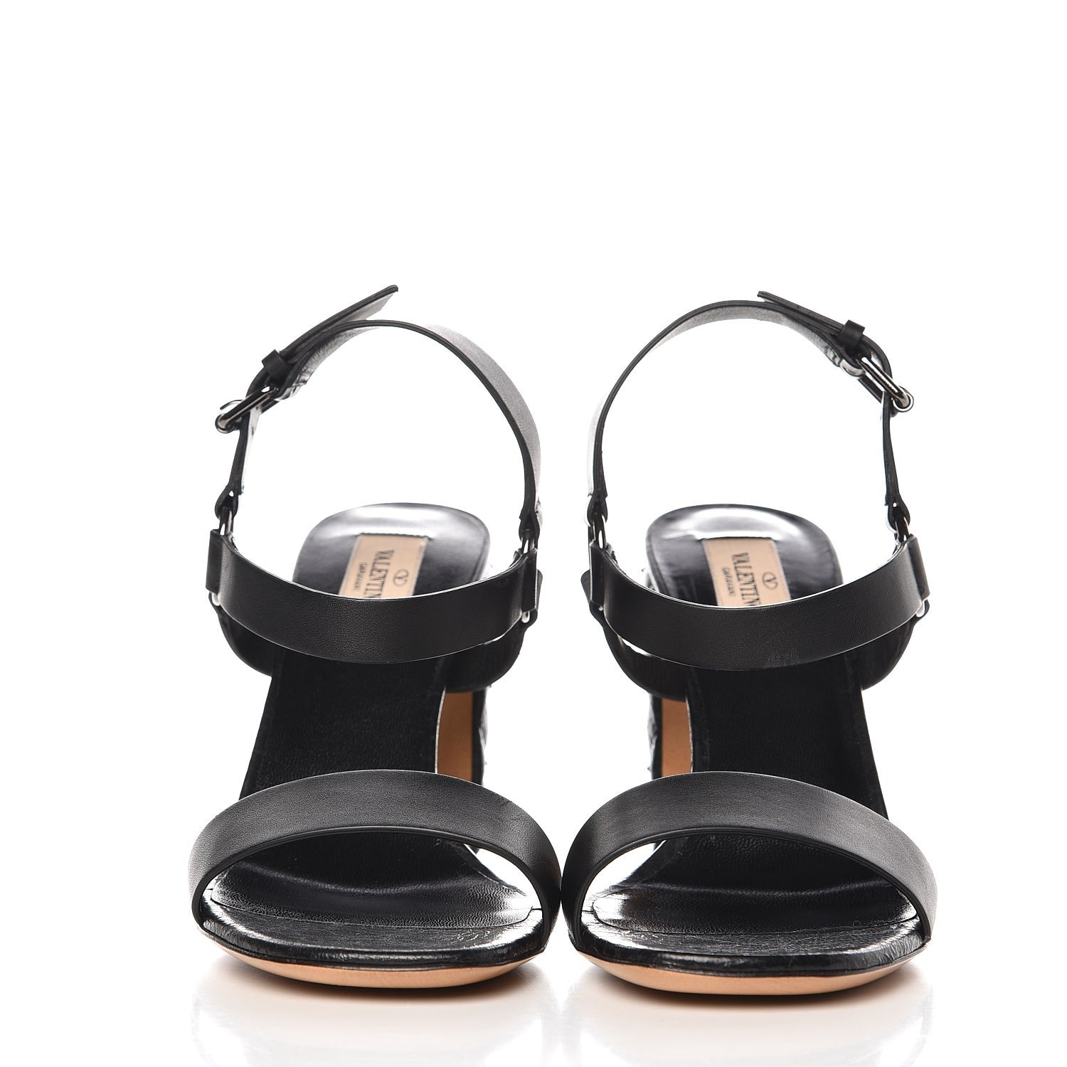 Valentino Garavani Calfskin Craquele Nappa Rockstud Spike 90mm Ankle Strap Sandals 39 Black 2 of 9