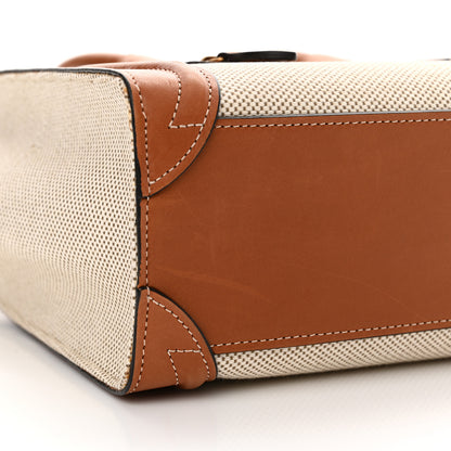 Celine Textile Smooth Calfskin Nano Luggage Tan White 10 of 21