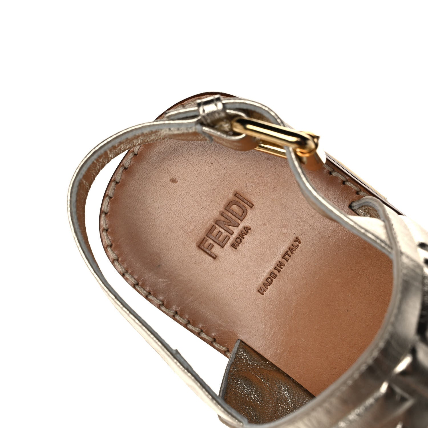 Fendi Metallic Nappa FF Embossed Slingback Slide Sandals 36 Gold 9 of 10