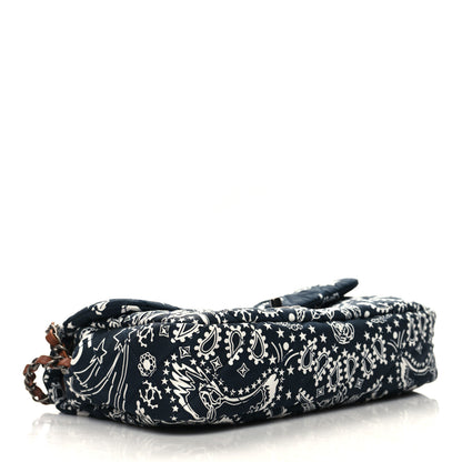 Chanel Cotton Quilted Paris Dallas Medium Bandana Flap Blue 4 of 11