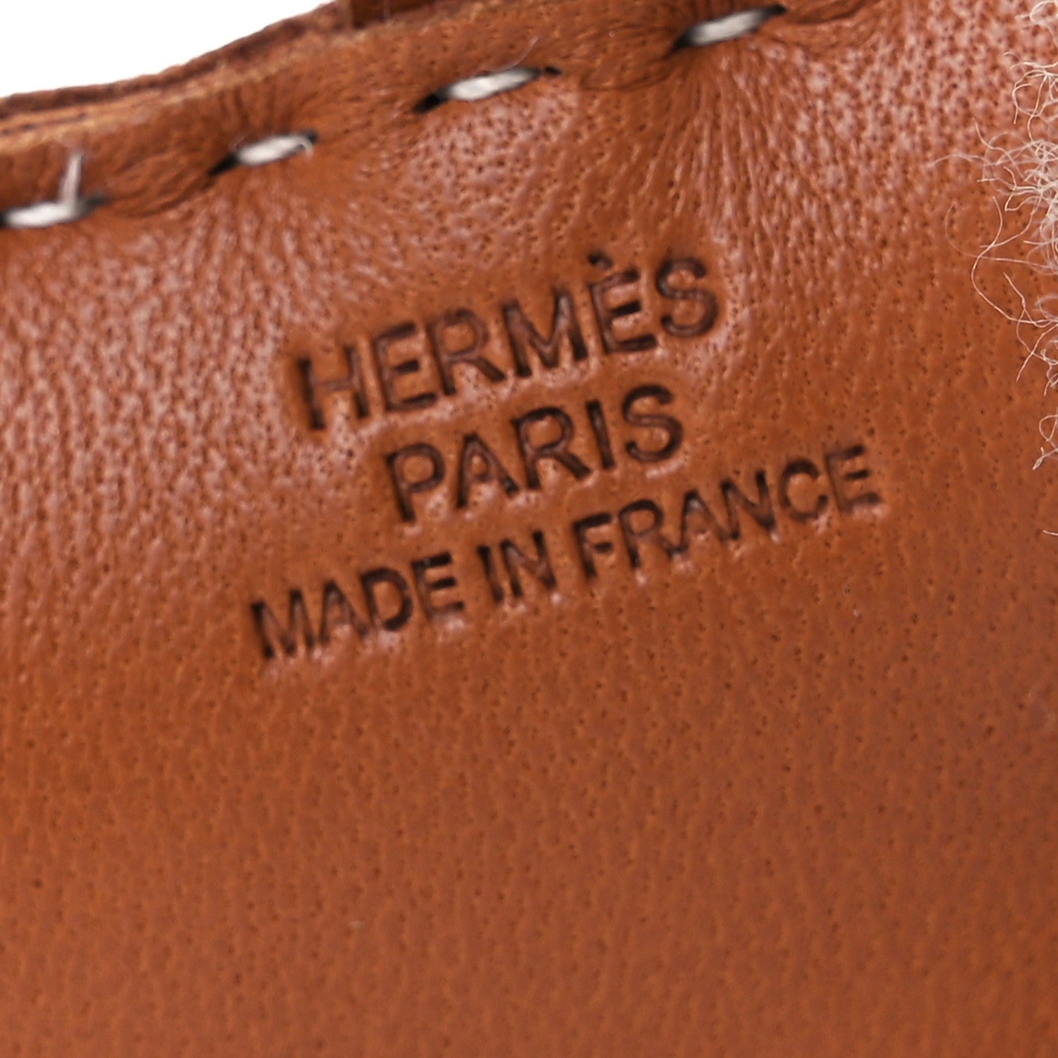 Hermes Milo Lambskin Shearling Budy Charm Gold Craie 3 of 5