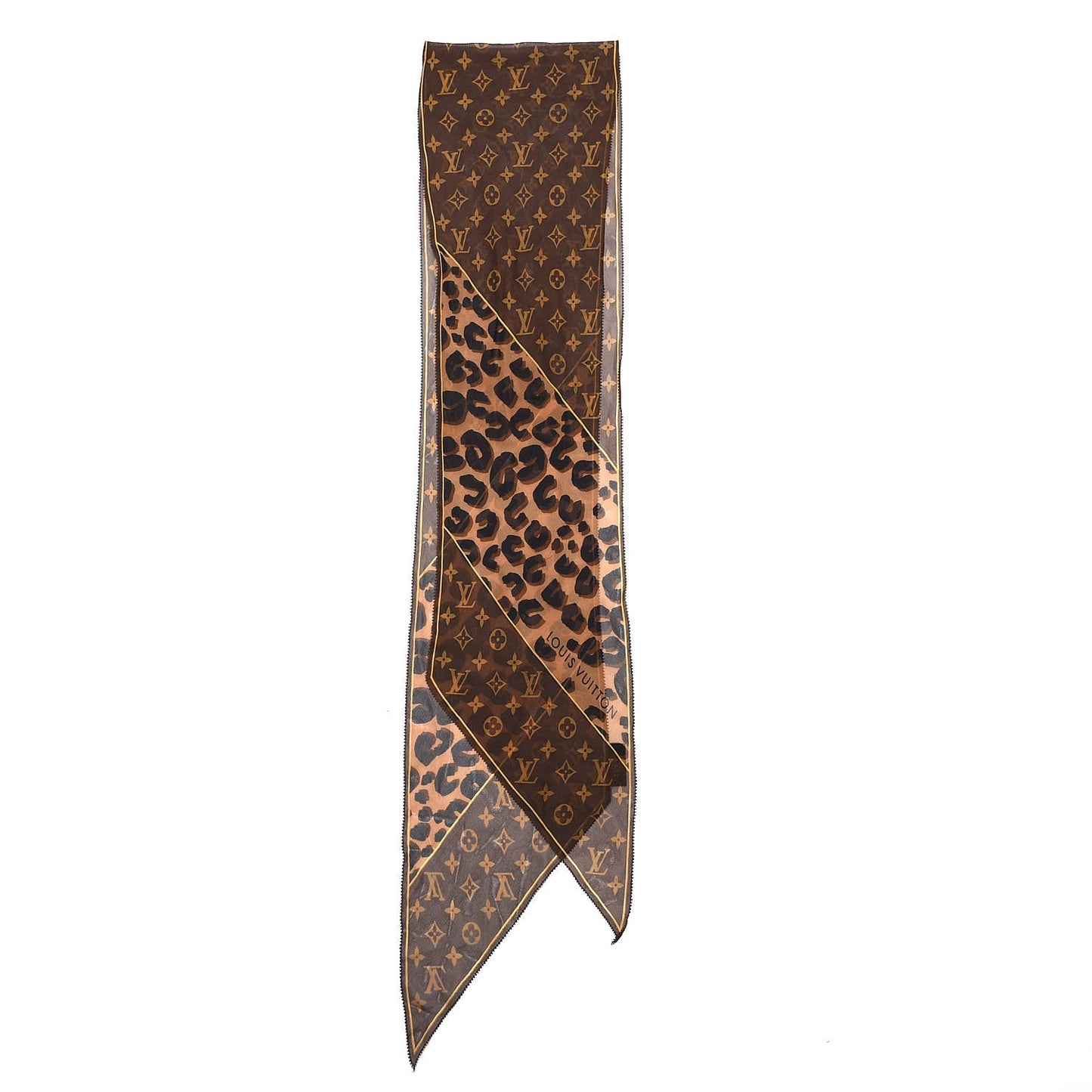 Silk Crepe Leopard Monogram Scarf