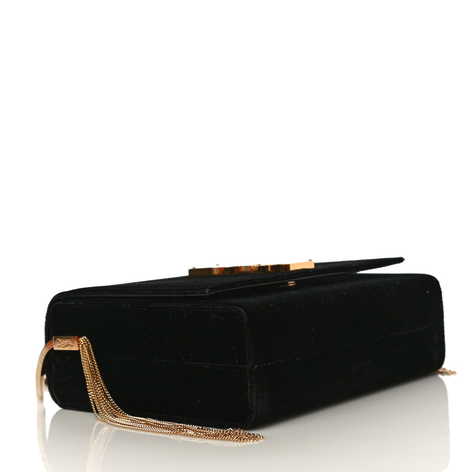 Saint Laurent Velvet Monogram Small Kate Slide Chain Crossbody Box Bag Black 3 of 12