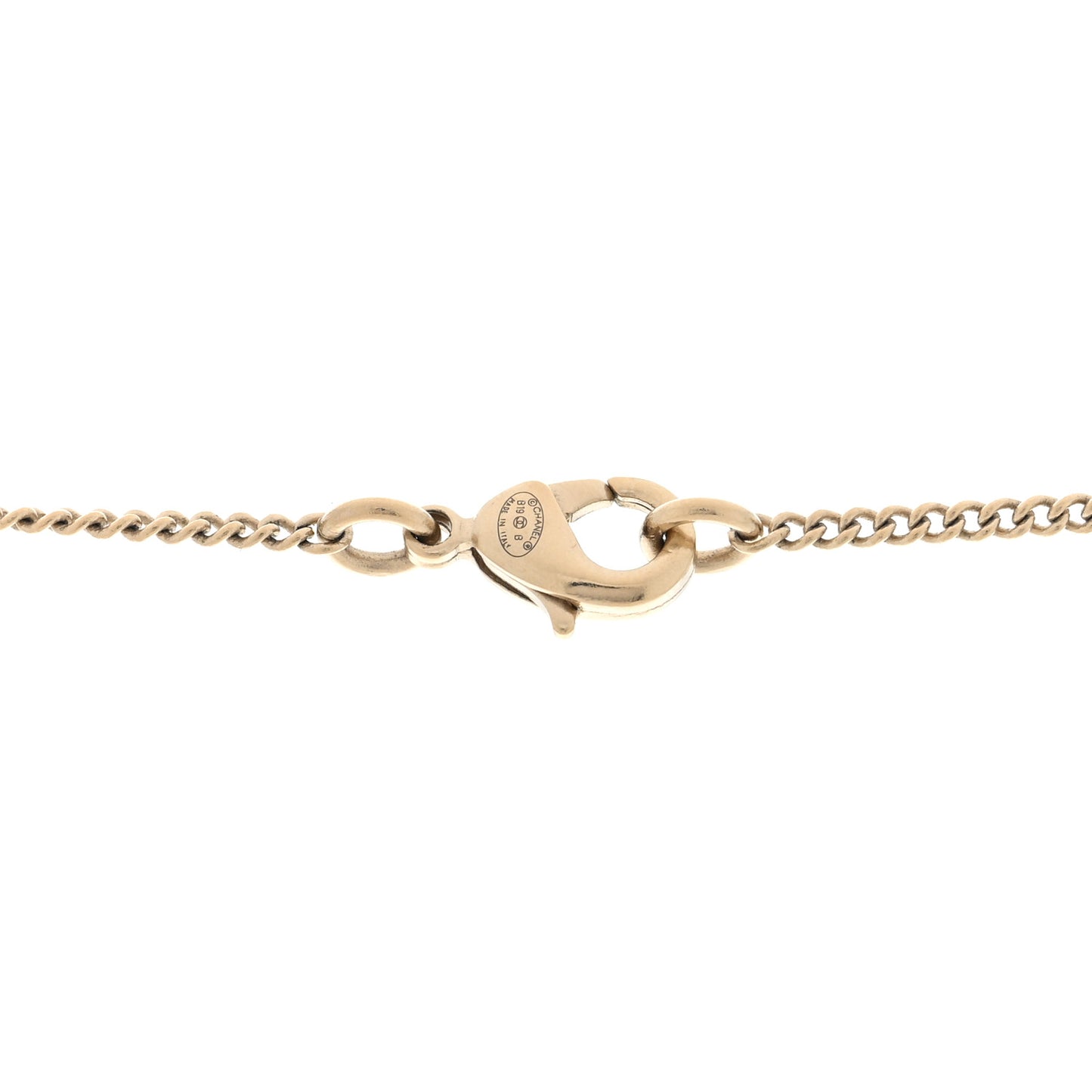 Crystal Pearl CC Chain Necklace Gold Black