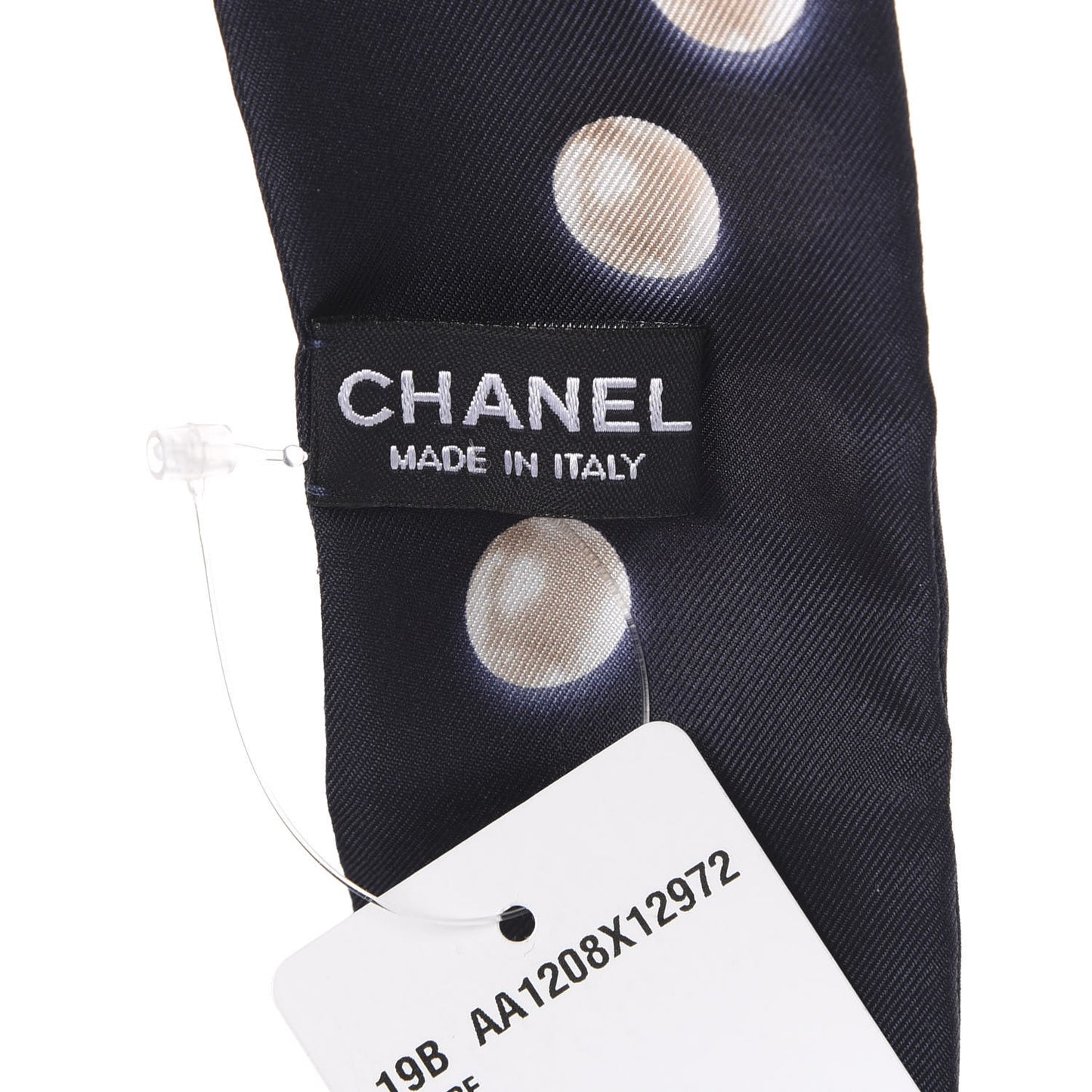 Silk Pearl CC Slim Bandeau Scarf Navy