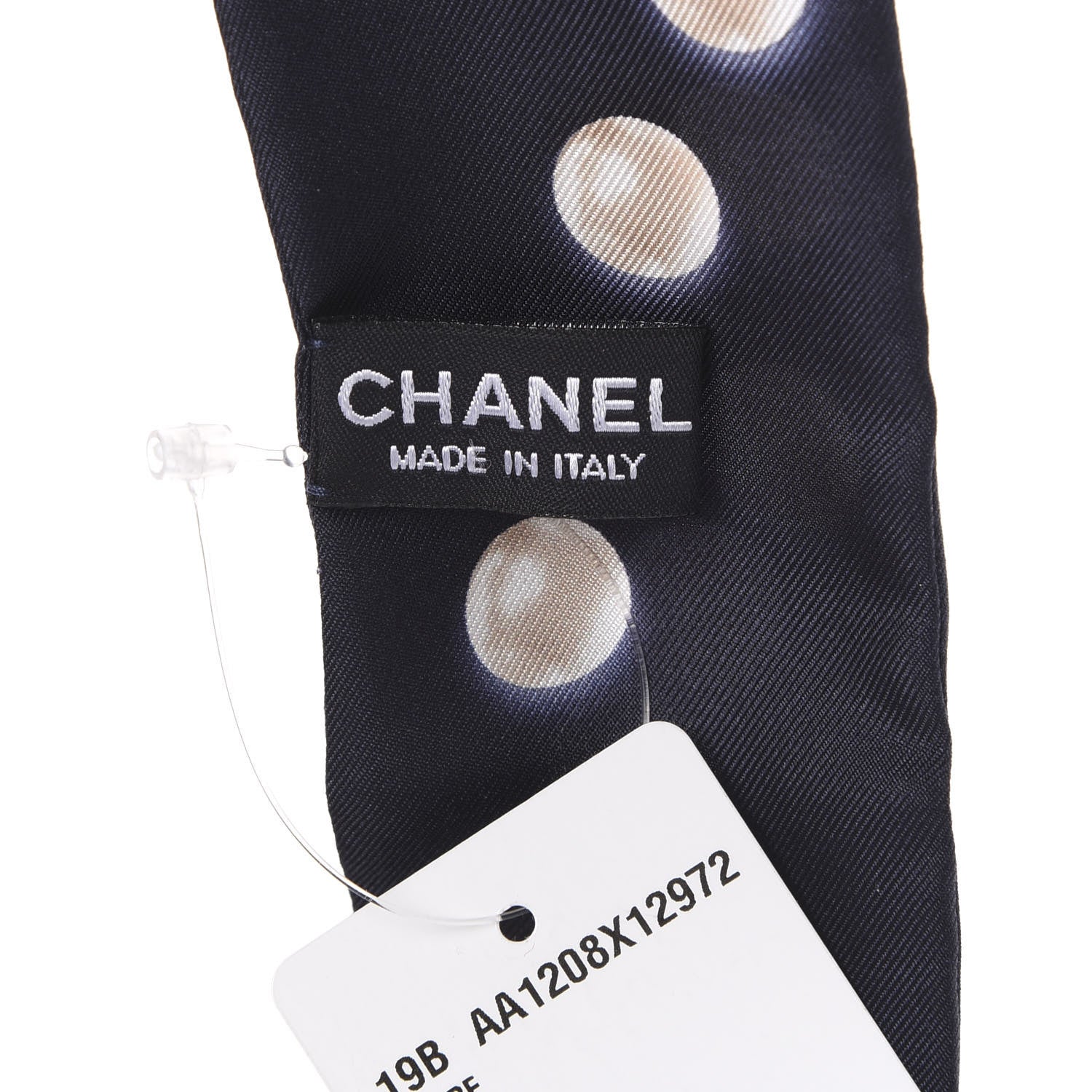 Chanel Silk Pearl CC Slim Bandeau Scarf Navy 2 of 3