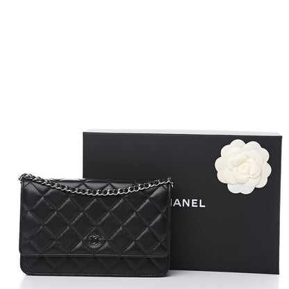 Chanel Lambskin Quilted Wallet On Chain WOC Black 12 of 12