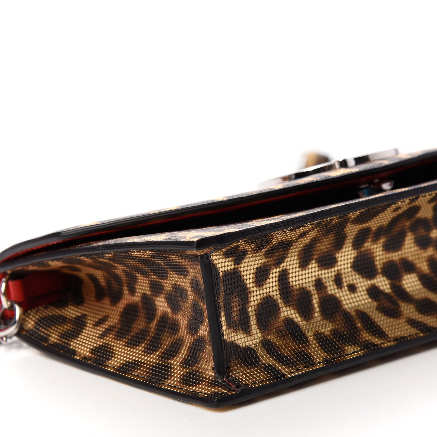 Christian Louboutin Metallic Calfskin Leopard Print Loubi54 Crossbody Clutch Gold 7 of 8