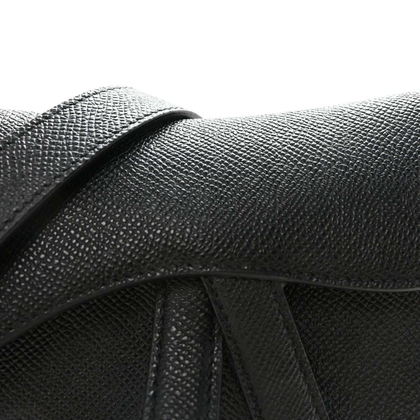 Grained Calfskin Mini Saddle Bag With Strap Black