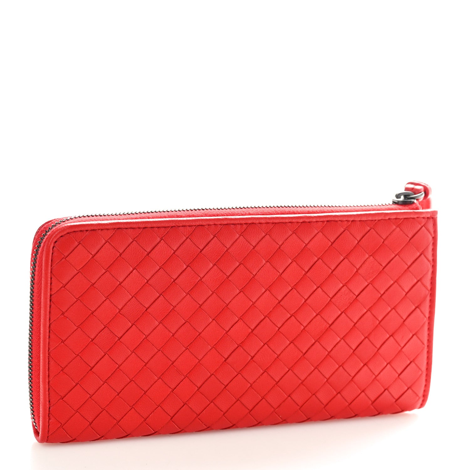 Bottega Veneta Nappa Intrecciato Wristlet Zip Wallet Red 3 of 12