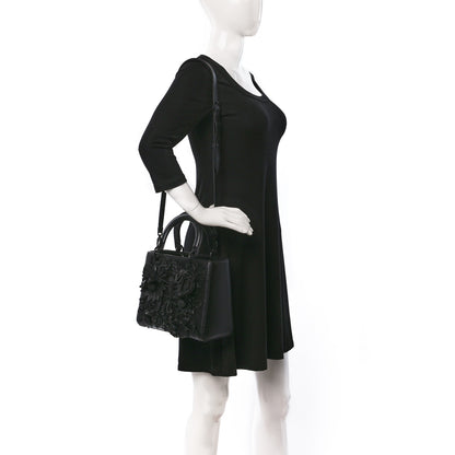 Christian Dior Ultra Matte Calfskin 3D Flower Embellished Medium Lady Dior Black 2 of 9