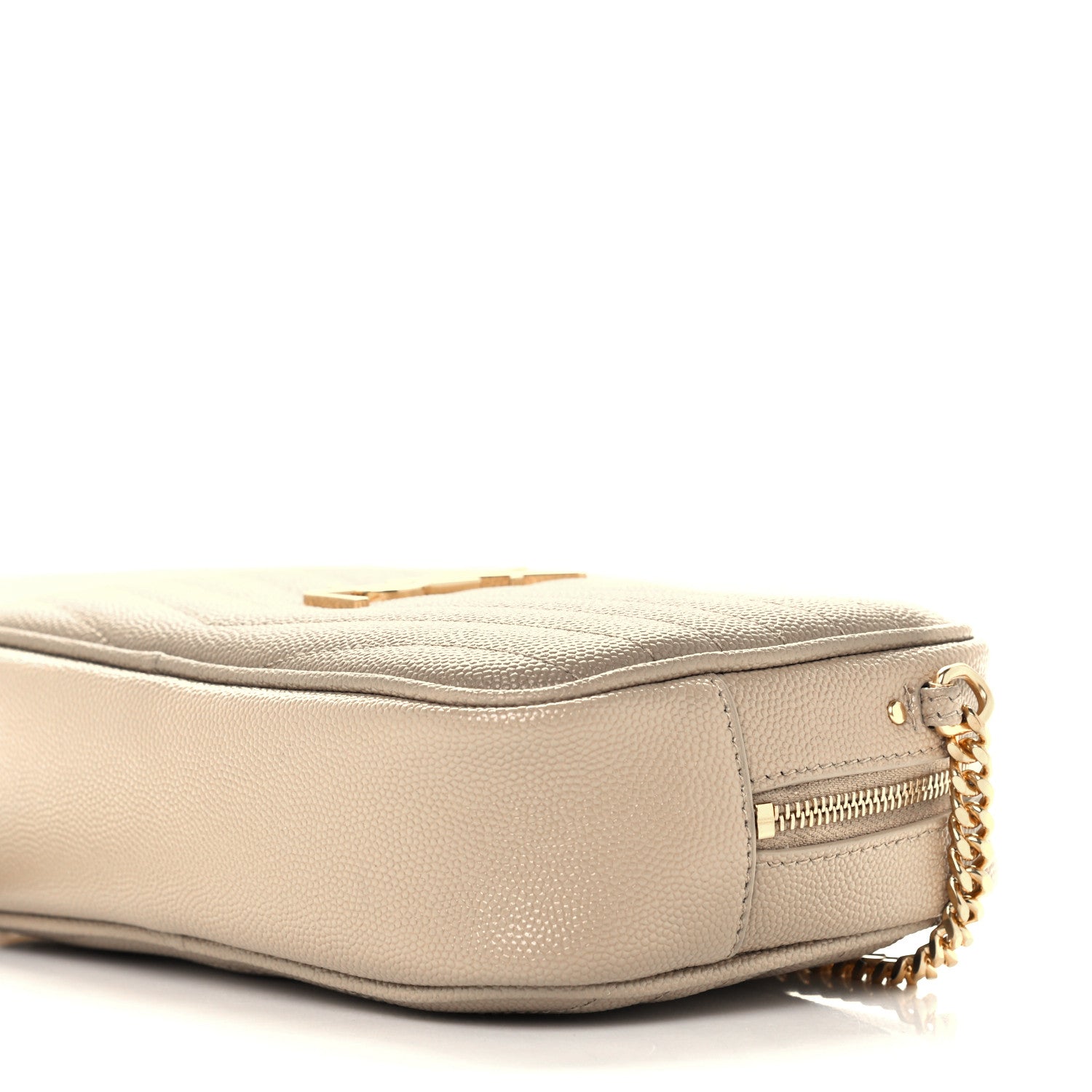 Saint Laurent Grain De Poudre Matelasse Monogram Mini Lou Camera Bag Dark Beige 9 of 11