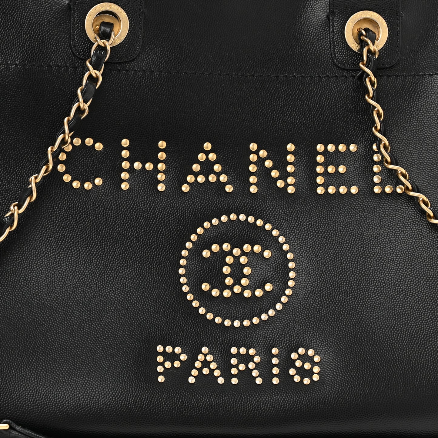 Caviar Small Studded Deauville Tote Black