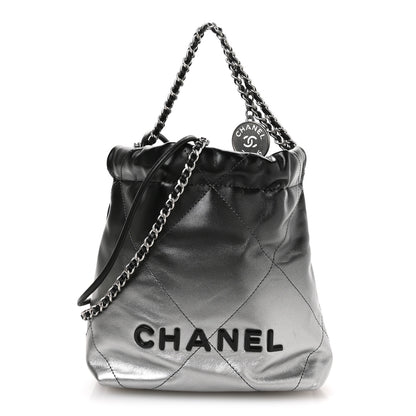 Chanel Metallic Shaded Calfskin Quilted Mini Chanel 22 Black Silver 1 of 11