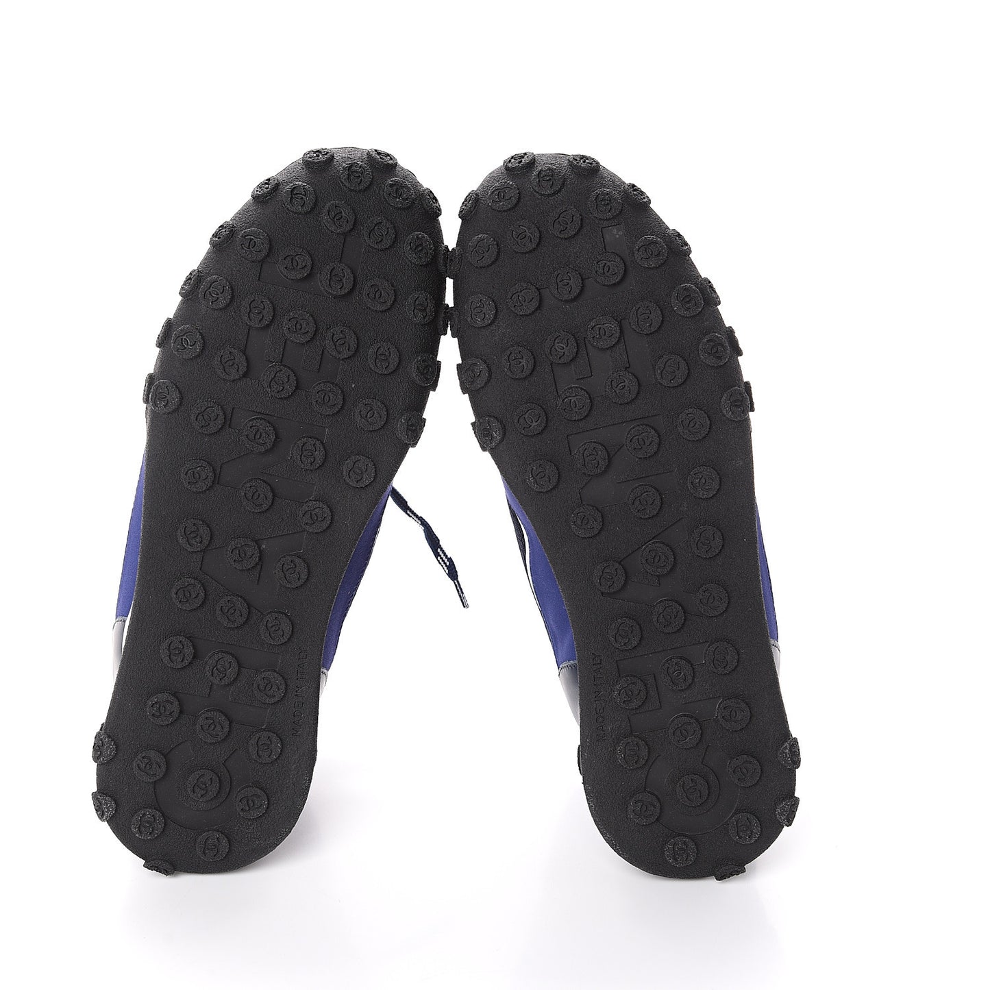 Calfskin Mesh Lycra Womens Logo High Top Sneakers 37 Navy