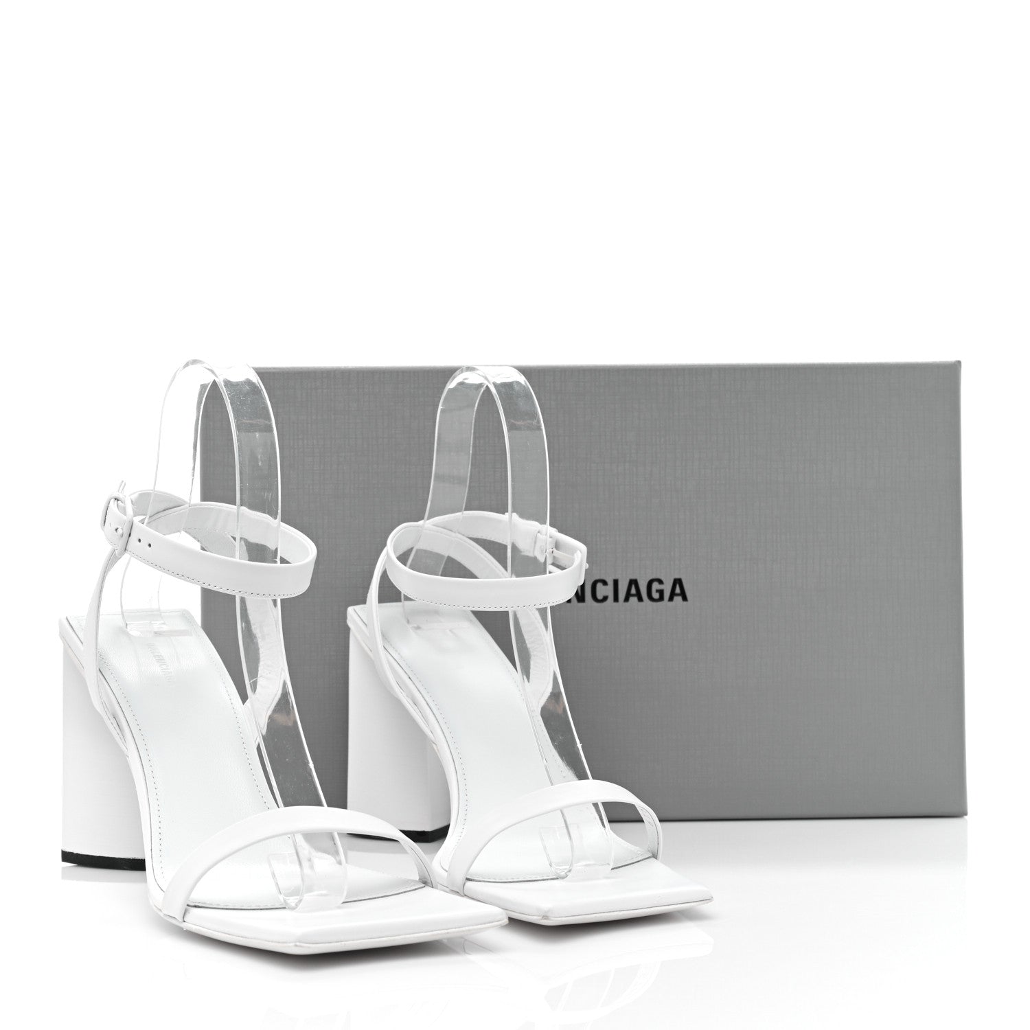 Balenciaga Smooth Calfskin Moon Square Toe 90mm Sandals 38 Optical White 6 of 6