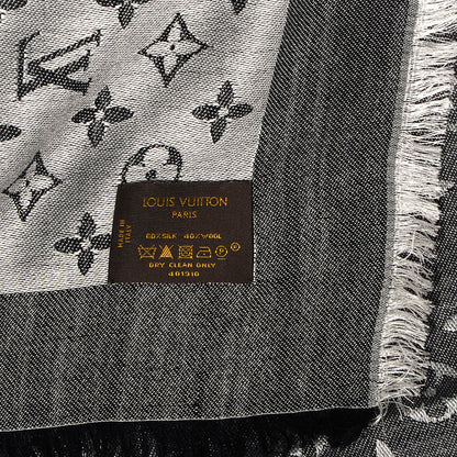 Louis Vuitton Wool Silk Monogram Denim Shawl Black 5 of 5