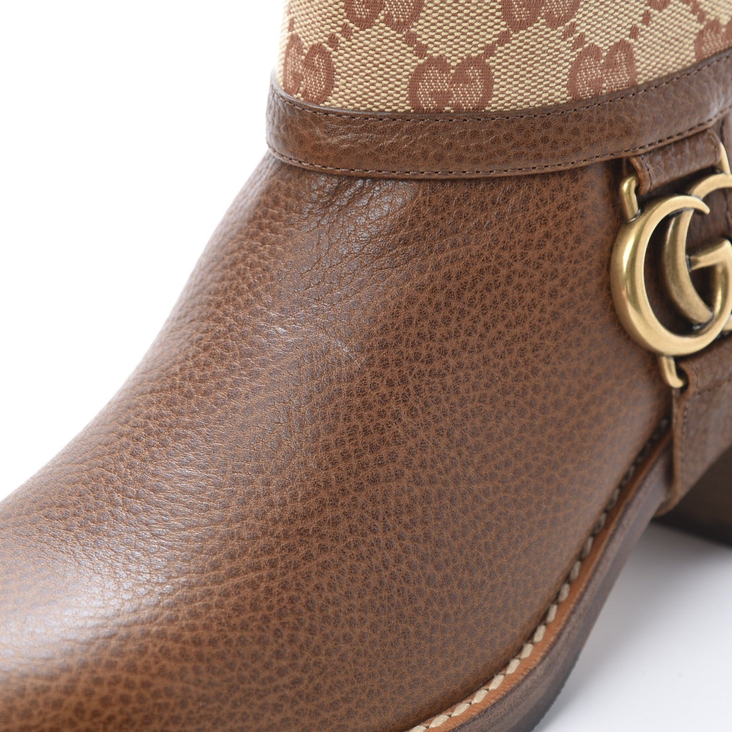 GG Monogram Calfskin Lola Tall Boots 41.5 Beige Ruggine Cuir