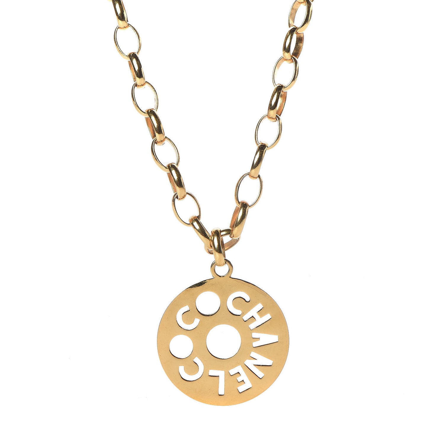 Oversized Coco Pendant Necklace Gold