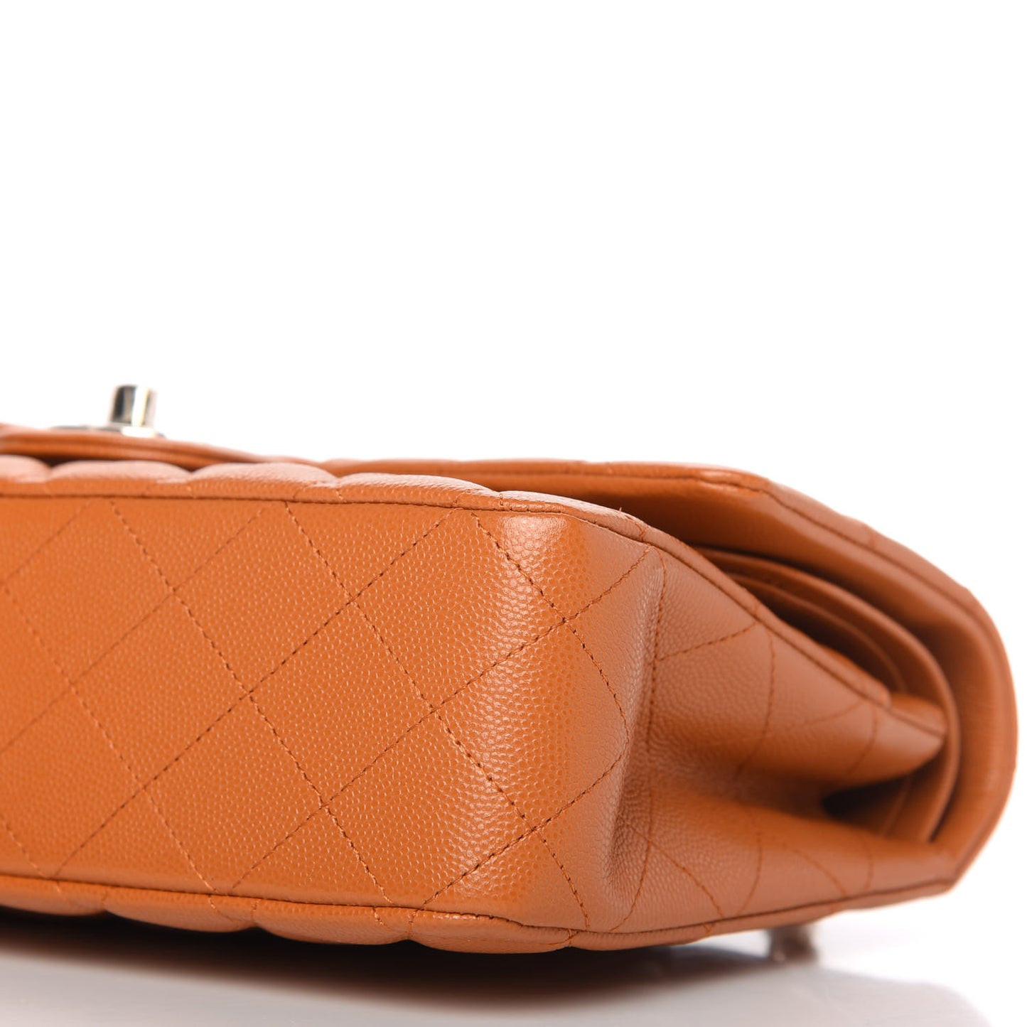 Caviar Quilted Medium Double Flap Light Brown
