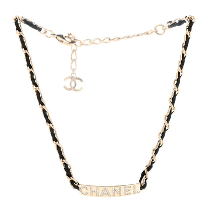 Chanel Metal Lambskin Crystal Sergeant Chanel Choker Necklace Black Gold 3 of 6