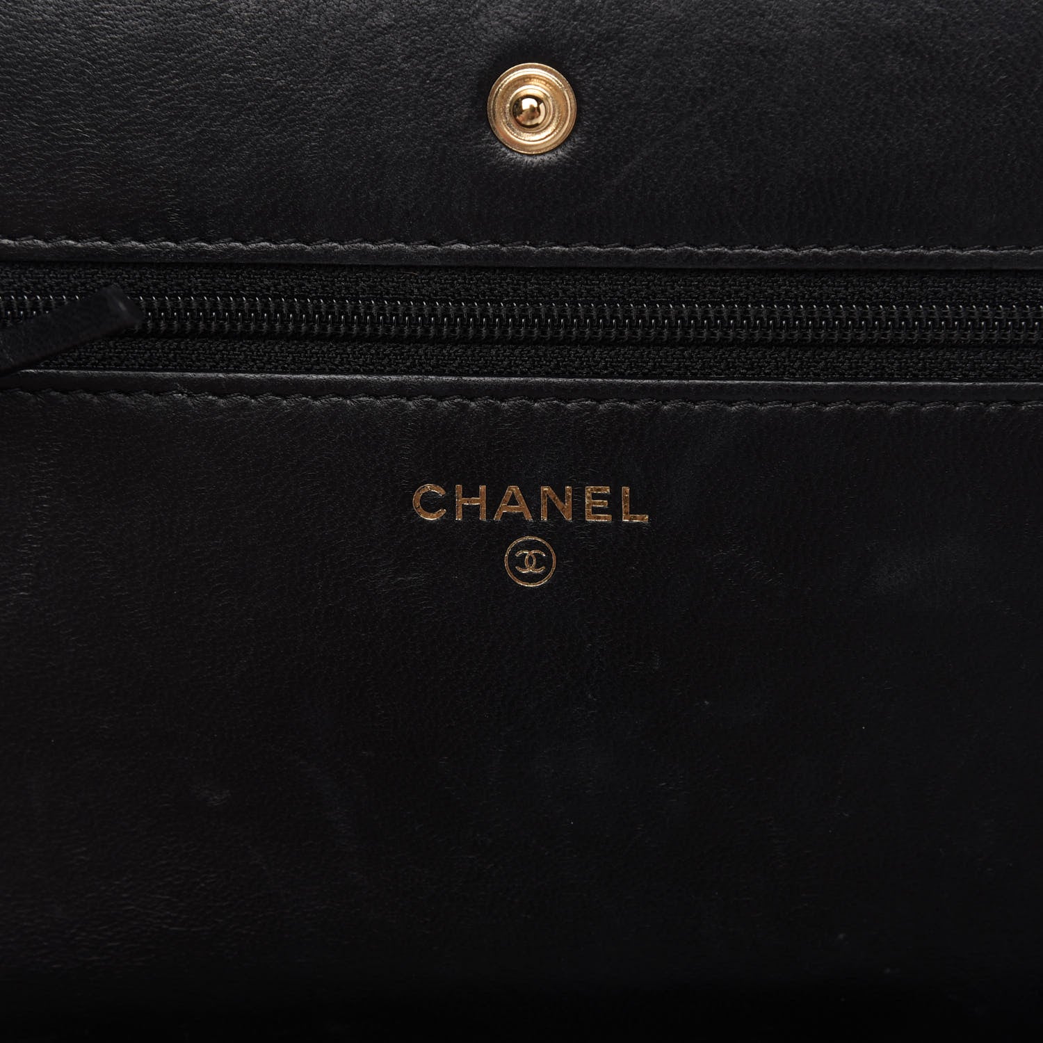 Chanel Lambskin Quilted Wallet On Chain WOC Beige Black 8 of 12