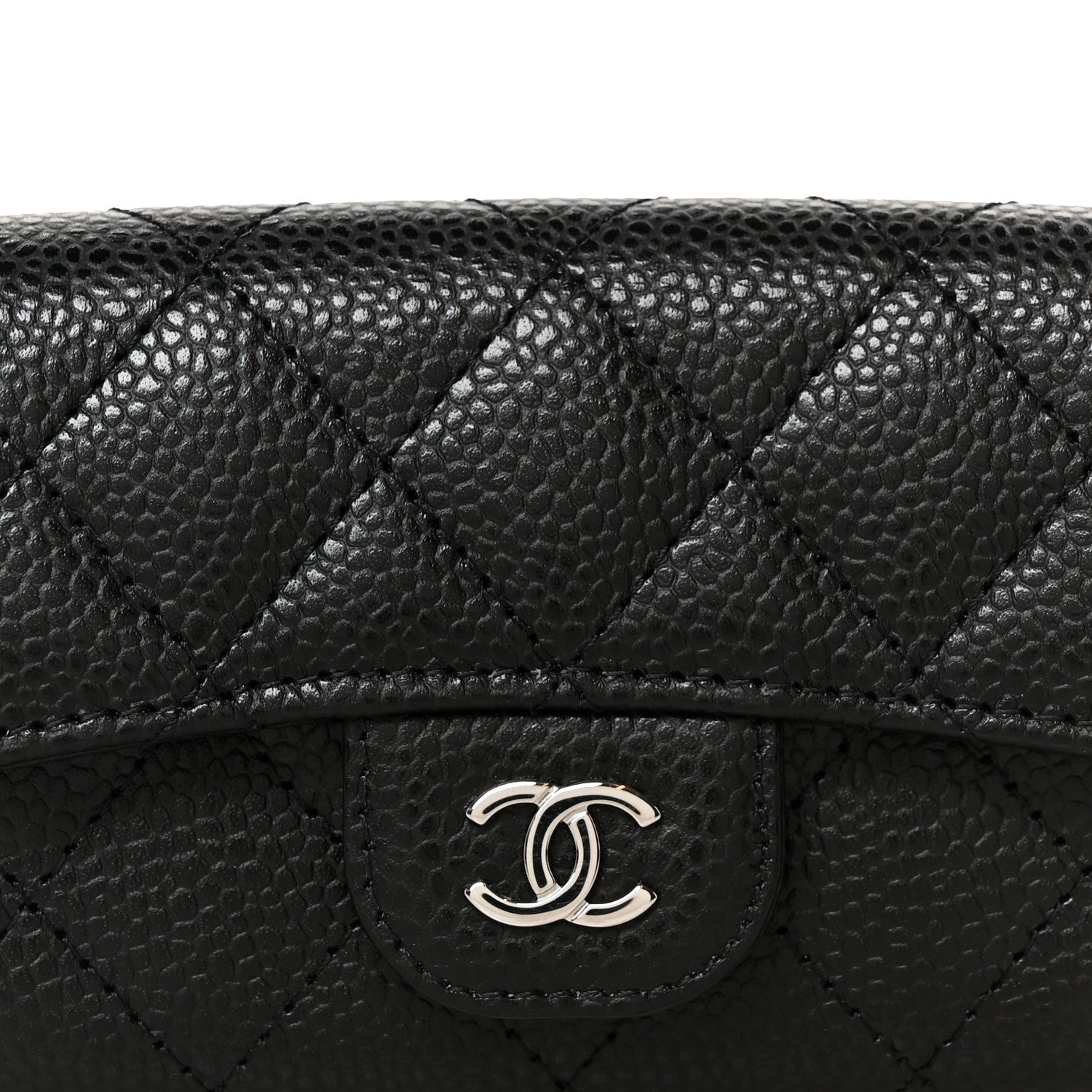 Chanel Caviar Quilted Flap Card Holder Wallet Black Black 9 of 10