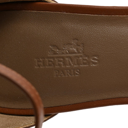 Hermes Calfskin Legend Wedge Sandals 36 Gold 6 of 8