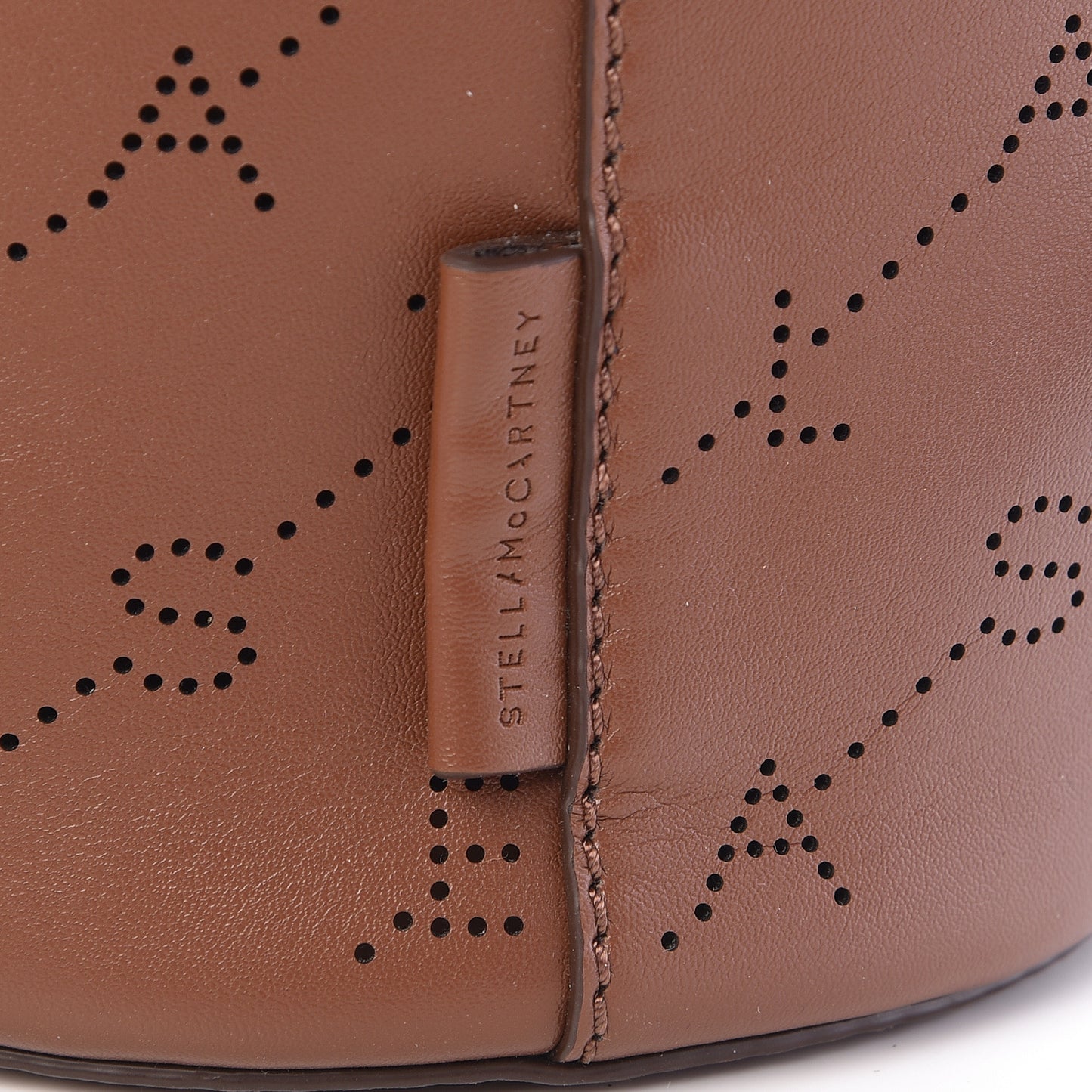 Perforated Eco Alter Nappa Mini Bucket Bag Brown