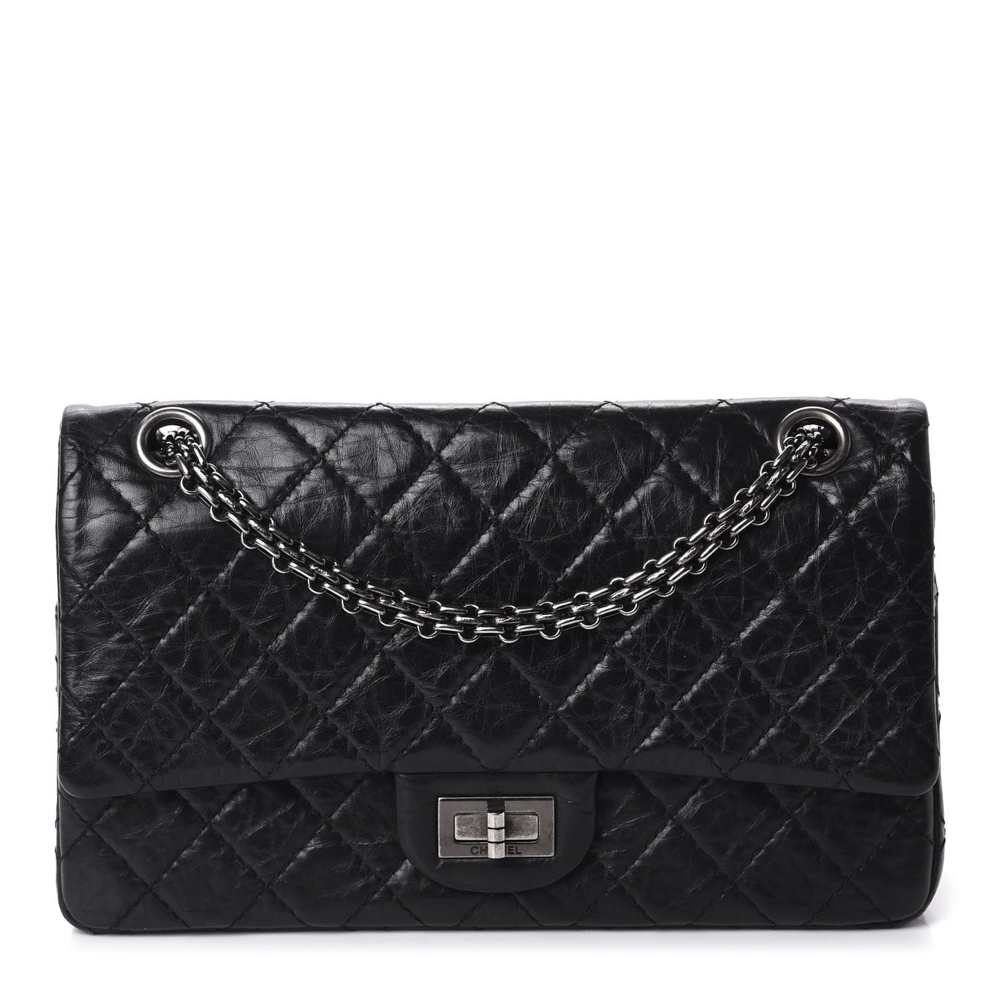Aged Calfskin Quilted 2.55 Reissue 225 Flap Black
