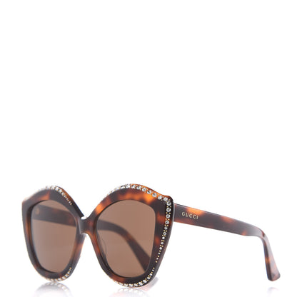 Gucci Crystal Cat Eye GG0118S Sunglasses Havana Brown 1 of 7