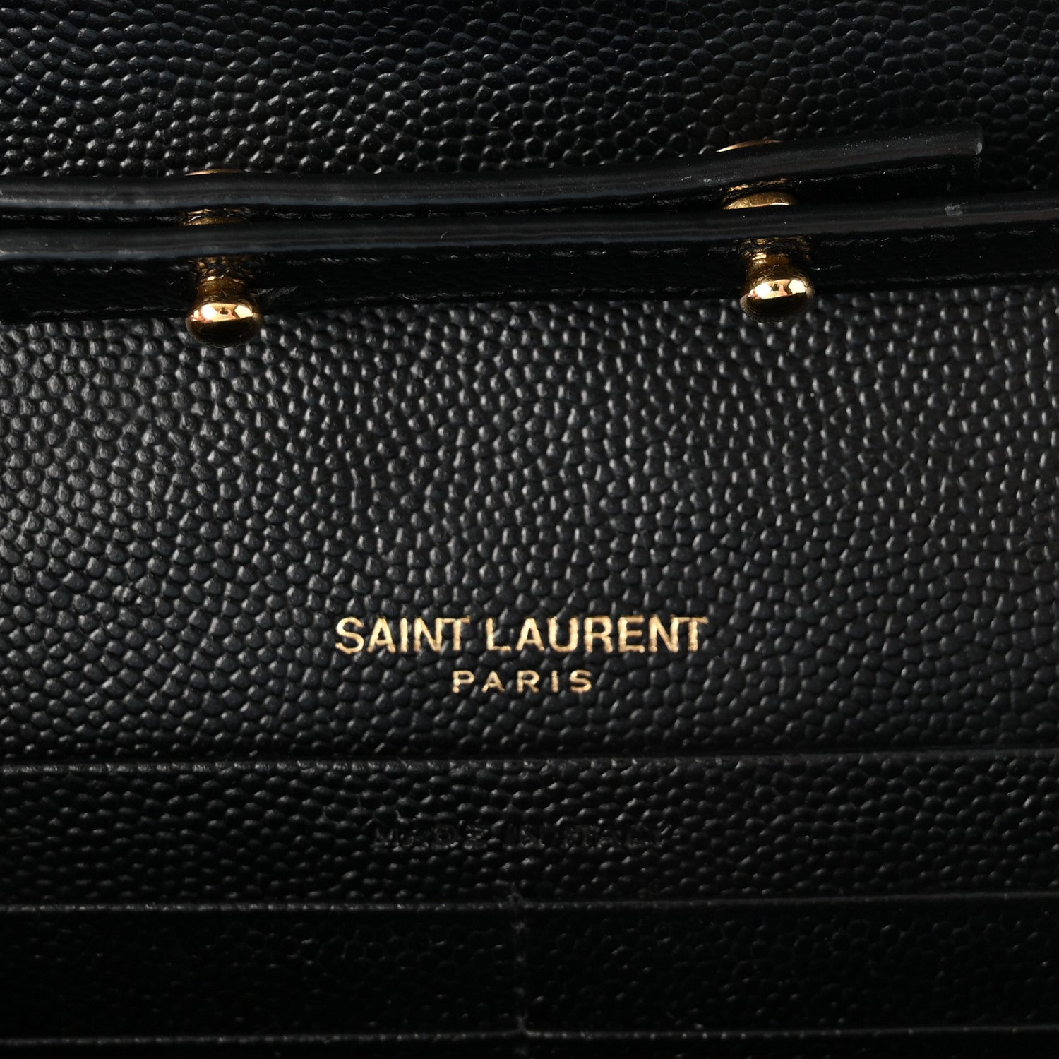 Saint Laurent Grain De Poudre Matelasse Chevron Monogram Chain Wallet Black 6 of 10