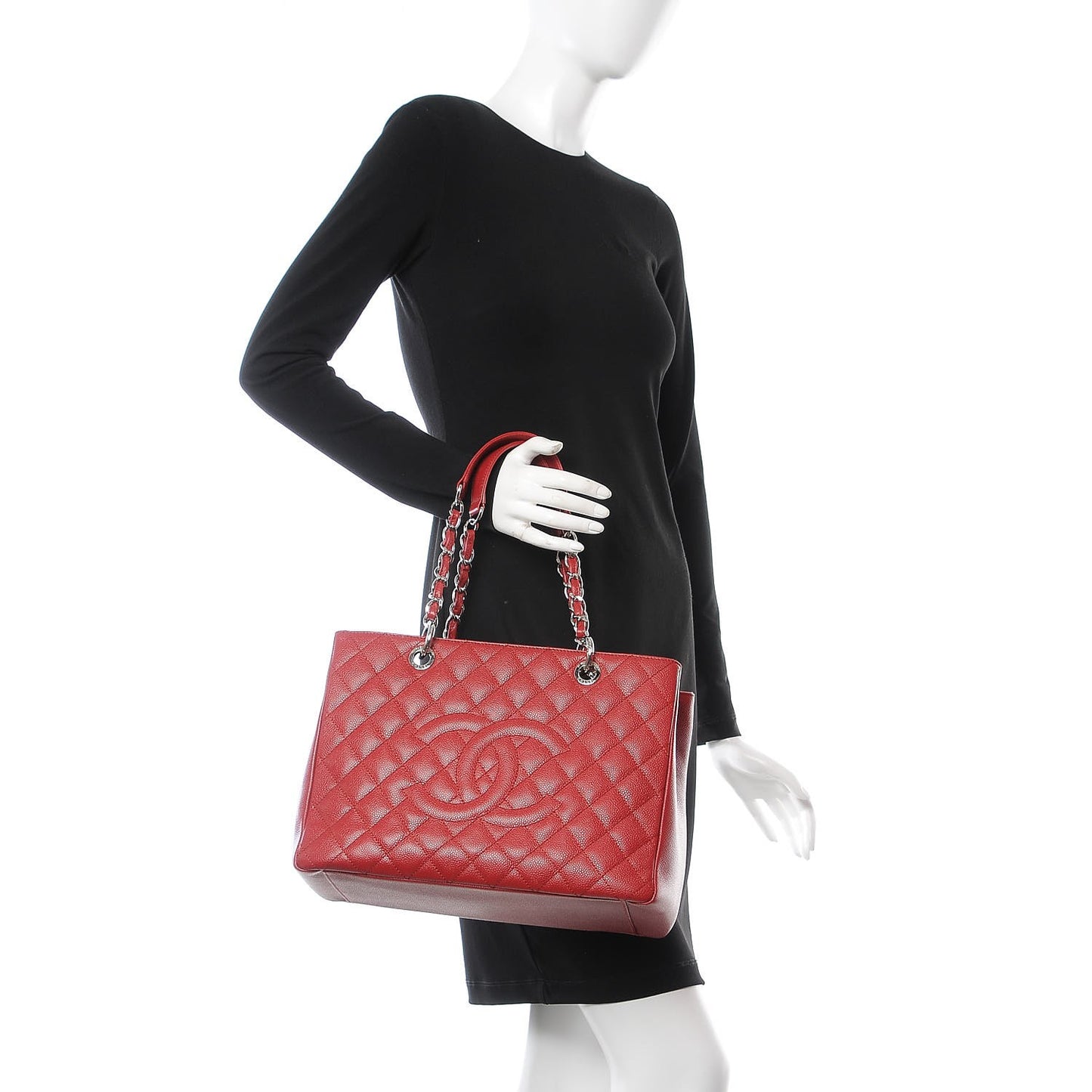 Caviar Quilted Grand Shopping Tote GST Red