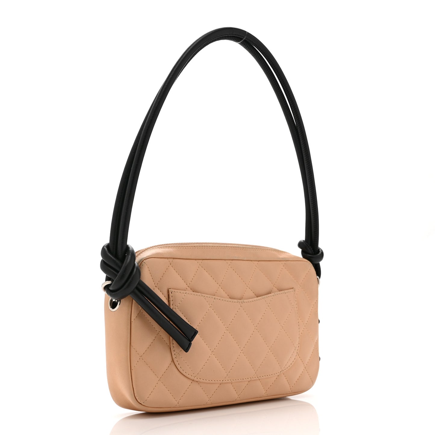 Calfskin Quilted Cambon Pochette Beige Black